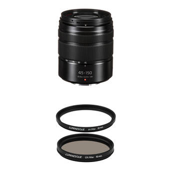 Panasonic LUMIX G Vario 45-150mm f/4-5.6 ASPH. MEGA O.I.S. Lens with Circular Polarizer and UV Filters Kit