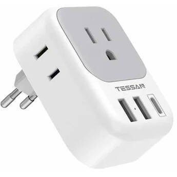 Tessan USA to European 7-in-1 USB Travel Power Adapter