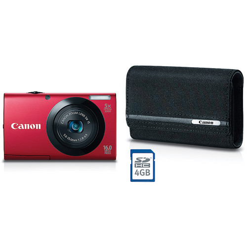Canon PowerShot A3400 IS Digital Camera Deluxe Kit (Red)