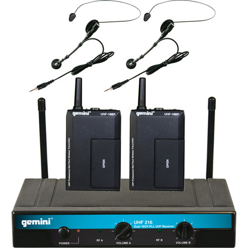 Gemini UHF- 216HL Dual Wireless Head-worn & Lavalier Microphone System