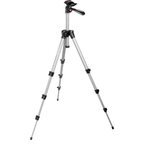 Manfrotto MK393-H Photo-Movie Aluminum Tripod QR Kit (Silver)