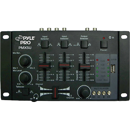 Pyle Pro PMX5U 2-Channel DJ Mixer with USB Player