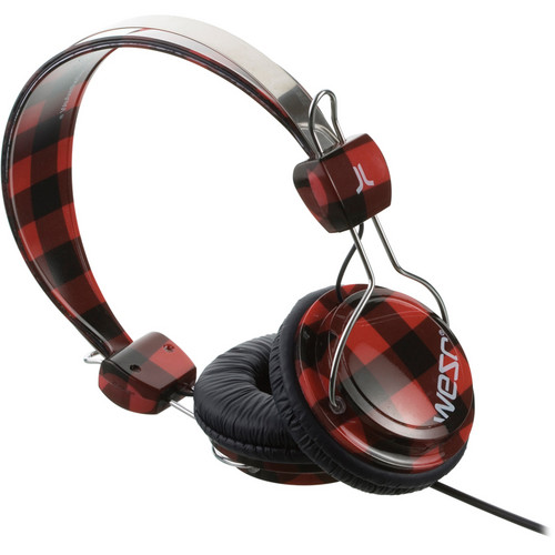WeSC Checked Bongo On-Ear Stereo Headphones (Ribbon Red)