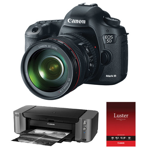Canon EOS 5D Mark III DSLR Camera Kit with EF 24-105mm f/4L IS USM Lens & PIXMA PRO-10 Printer