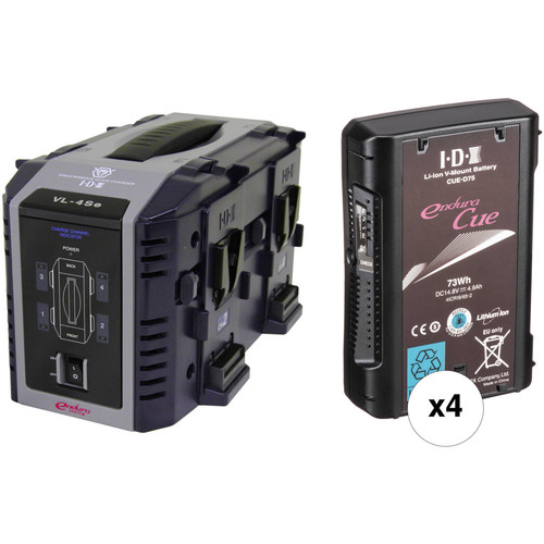 IDX System Technology Four 14.8V 73Wh Li-Ion V-Mount Batteries & Quad Charger Kit