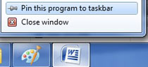 Pinned applications remain even after you close the program
