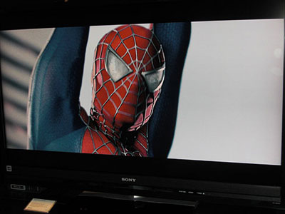 TV displays Spiderman 3 from a Blu-ray Disc