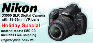 Nikon D3000 SLR Digital Camera with 18-55mm VR Lens