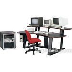 Winsted E4572 94"-Wide Digital Desk with 24.5" Equipment Rack (Red)