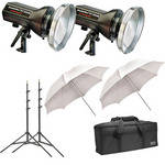 Photogenic StudioMax III Pro 640 W/S AC/DC Light Kit, Umbrellas, Stands, Case