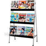 H. Wilson 2255F  Metal 3 Shelf Literature Display (Floor Model) - 26 x 44 x 14"  (Black/Gray)