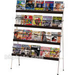 H. Wilson 2434F Metal 4 Shelf Literature Display (Floor Model) - 43 x 60 x 14" (Black/Gray)