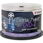 Verbatim Disco DVD+R Grav�vel DigitalMovie de 4.7GB 8X (Pack de Pino de 25)