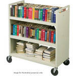 Balt KD Book Cart with Two Slanted Shelves and One Flat Shelf