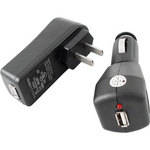 GGI Home and Car Charging Kit for USB Powered MP3 Players - Black