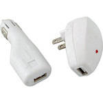GGI Home and Car Charging Kit for USB Powered MP3 Players - White