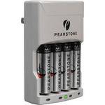 Pearstone Carregador de 4 Horas com Quatro Baterias AA NiMH de 2900mAh