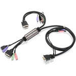 Iogear KVM DVI-D H�brido de 2 Portas com Cabos e �udio
