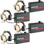 Eartec 4 Digicom Communication Radios w/ Max Double Headsets