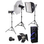 Interfit Stellar X 150 Flash Three Monolight Umbrella-Softbox Kit  (120VAC)