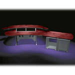 Middle-Atlantic ELUR+D12D-DC 84" Edit Center Desk with Overbridge & Dual Bay Outboard Rack(Dark Cherry)