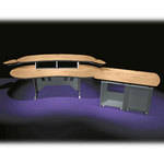 Middle-Atlantic ELUR+D12D-HM 84" Edit Center Desk with Overbridge & Dual Bay Outboard Rack(Honey Maple)