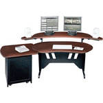 Middle-Atlantic ES+S12D-DC 60" Edit Center Desk with Overbridge & 12 Space Rack (Dark Cherry)