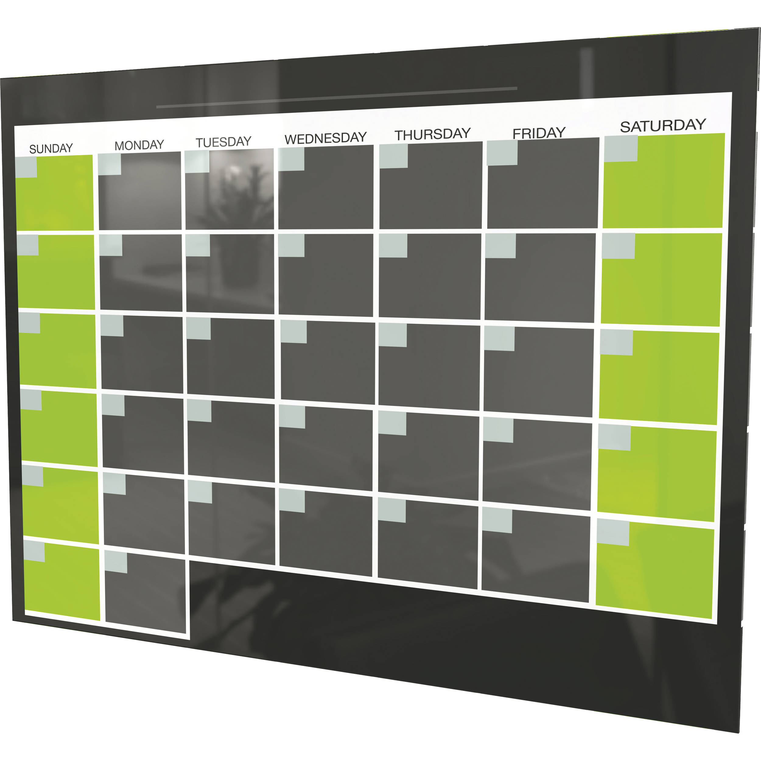 Balt Black Magnetic Glass Dry Erase Monthly Calendar 84110 B H