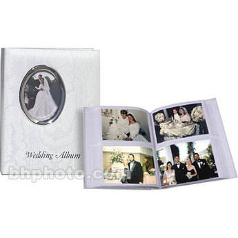 Pioneer Photo Albums Oval Framed Wedding Album (Holds 200 4x6", White Moire Fabric Cover)