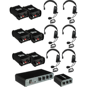 Porta-Com COM-60FCS - Sistema de Intercomunica��o de 6 Headsets Simples com Fio 