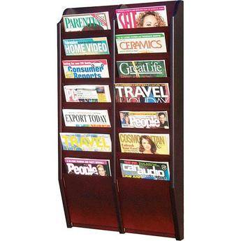 H. Wilson WML14M  14-Pocket Literature Display (Wall Model) - 20.5 x 37 x 12" (Mahogany)