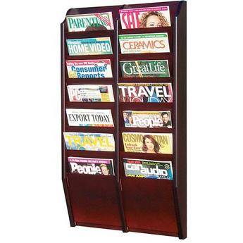 H. Wilson WML14O  14-Pocket Literature Display (Wall Model) - 20.5 x 37 x 3.75" (Oak)