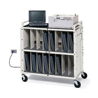 Bretford FULLY ASSEMBLED Notebook Storage Cart w/ 2 Interior Shelves