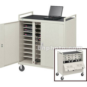 Bretford Laptop Computer Storage Cart for 18 Units w/ 8" Rubber Casters & 2 UL-Listed 9-Outlet Elec. Units