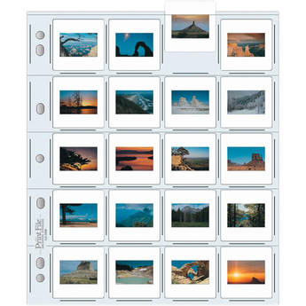 Print File Archival Storage Page for Slides, 35mm (2x2"), Holds 20 Slides, Top-Load, Extra Heavyweight (10-Mil), Clear Back (Hanger or Binder) - 100 Pack