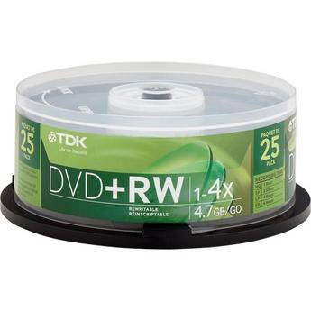 TDK DVD+RW 4.7GB Recordable Discs (Spindle Pack of 25)