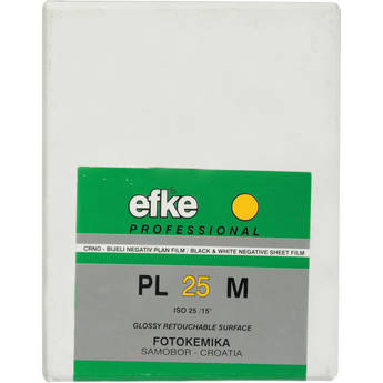 Efke PL 25 M Black and White 2.25x3.25" Size Film