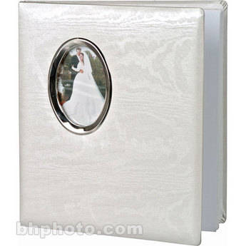 Pioneer Photo Albums Oval Framed Wedding Album - White Moire Cover