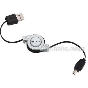 Belkin 4-Pin USB Mini-A to USB Mini-B Retractable Cable - 2.6'