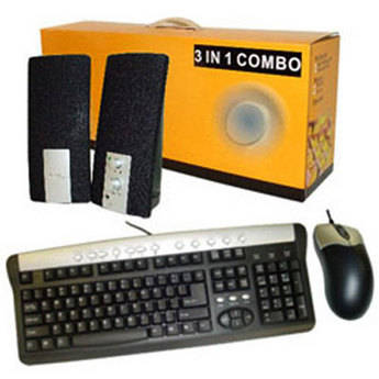 Adesso 3-in-1 Multimedia Combo - USB Keyboard, USB Mouse and Stereo Speakers