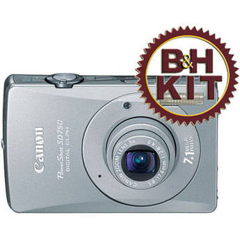 Canon C�mera Digital Elph PowerShot SD750 (Prata) com Kit Deluxe de Acess�rios
