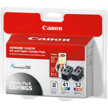 Canon CL-41, CL-52 & Photo Paper Glossy Combo Pack 