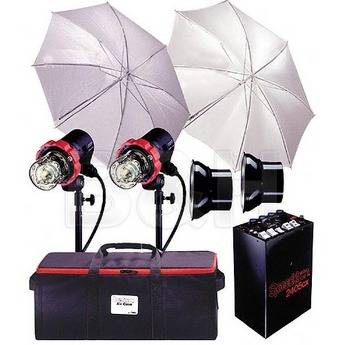Speedotron 2405CX 2- Head 2400 W/S Air Travel System, Umbrellas, Stands, Case