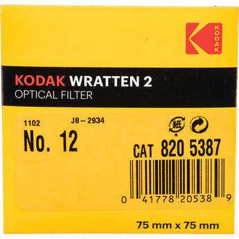 Kodak 3 x 3" #12 Deep Yellow Optical Wratten 2 Filter