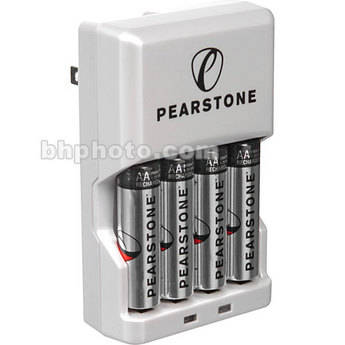 Pearstone Rapid AC Charger with 4 "AA" 2900mAh Batteries - Also Accepts "AAAs"