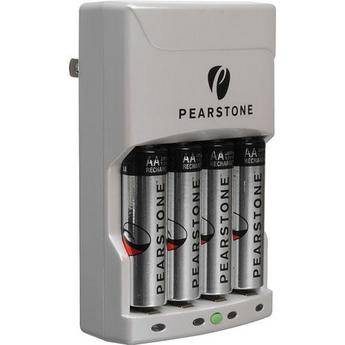 Pearstone Carregador de 4 Horas com Quatro Baterias AA NiMH de 2900mAh