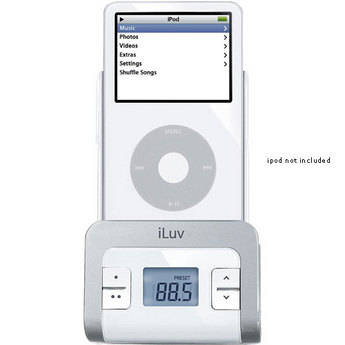 iLuv i707WHT FM Transmitter with Integrated Car Adapter for iPod (White)
