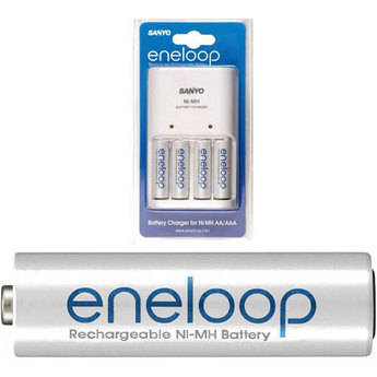 Sanyo Baterias Eneloop NiMH AA Recarreg�veis com Carregador (Pack c/ 4)