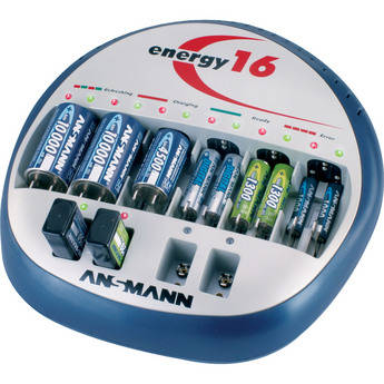 Ansmann Energy-16 Charger for NiMH and NiCd -  C, D, AA, AAA and 9V Batteries