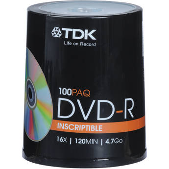 TDK DVD-R 4.7GB, 16x, Recordable Disc (Spindle Pack of 100)
